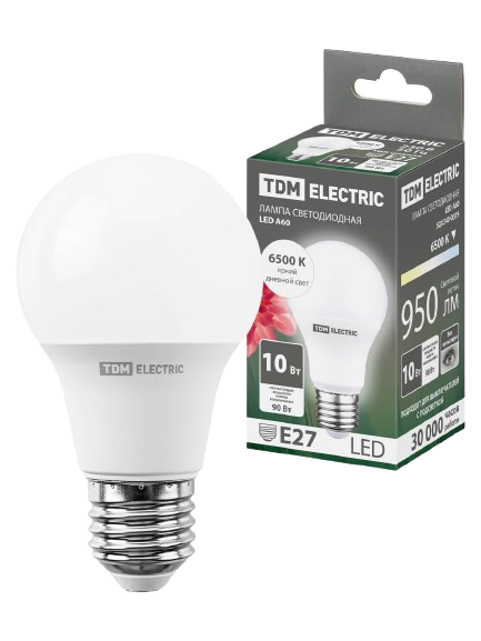 Bec LED A60 10 W, 230 V, lumină rece 6500 K, E27 TDM ELECTRIC